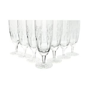 Rogaska “Country Garden” Set of 7 Crystal Iced Tea Glasses 8” 16oz Signed